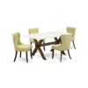 East West Furniture X726si737-5 5-piece Dinette Set- 4 Dining Room Chairs With Limelight Linen Fabric Seat And Button Tu In Multi