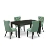 East West Furniture 5 Piece Dinette Set In Green
