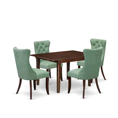 East West Furniture 5 Piece Dinette Set In Green