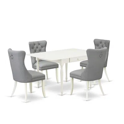 East West Furniture 5 Piece Dinette Set In Gray