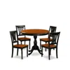 East West Furniture 5-piece Dinette Set Consist Of Wood Dining Table And 4 Dining Room Chairs With Slatted Back - Black 