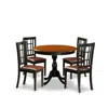 East West Furniture 5-piece Dinette Set Consisting Of A Wood Table And 4 Faux Leather Dinner Chairs With Slatted Back- B