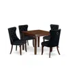 East West Furniture 5 Piece Dinette Set Consists Of A Square Dining Room Table In Black