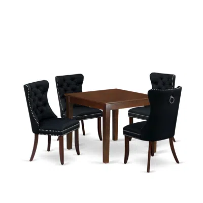 East West Furniture 5 Piece Dinette Set Consists Of A Square Dining Room Table In Black