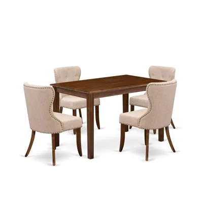 East West Furniture 5 Piece Dinette Set For Small Spaces Contains A Rectangle Kitchen Dining Table