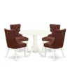 East West Furniture 5 Piece Dinette Set For Small Spaces Contains A Round Dining Table In Brown
