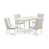 East West Furniture 5-piece Dinette Set Includes 1 Butterfly Leaf Dining Table And 4 Light Grey Linen Fabric Parson Chai In Neutral