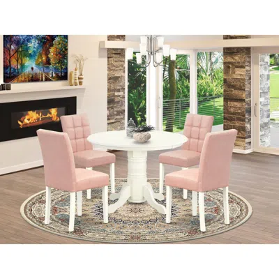 East West Furniture 5 Piece Dinette Table Set In Pink
