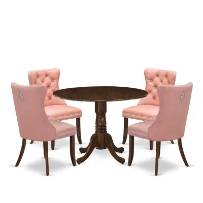 East West Furniture 5 Piece Dining Room Furniture Set In Pink