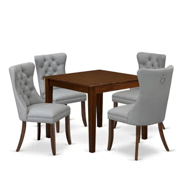 East West Furniture 5 Piece Dining Room Furniture Set In Gray