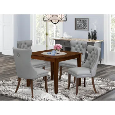 East West Furniture 5 Piece Dining Room Furniture Set In Gray