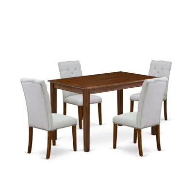 East West Furniture 5 Piece Dining Room Furniture Set Consist Of A Rectangle Dining Table In Brown