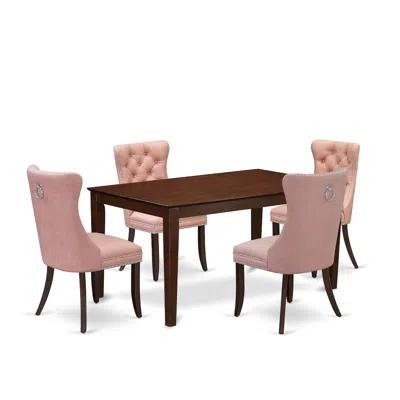 East West Furniture 5 Piece Dining Room Furniture Set Consists Of A Rectangle Kitchen Table In White