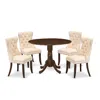 East West Furniture 5 Piece Dining Room Furniture Set Consists Of A Round Kitchen Table In White