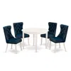 East West Furniture 5 Piece Dining Room Furniture Set Consists Of A Round Kitchen Table In Blue