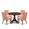 East West Furniture 5 Piece Dining Room Furniture Set Consists Of A Round Solid Wood Table In Pink
