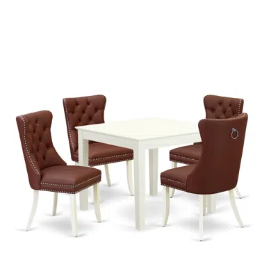East West Furniture 5 Piece Dining Room Furniture Set Consists Of A Square Kitchen Dining Table