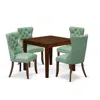 East West Furniture 5 Piece Dining Room Furniture Set Consists Of A Square Solid Wood Table In Green