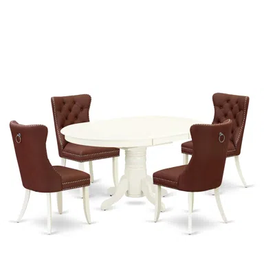 East West Furniture 5 Piece Dining Room Furniture Set Consists Of An Oval Dining Table