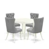 East West Furniture 5 Piece Dining Room Furniture Set Contains A Round Dining Table In Gray