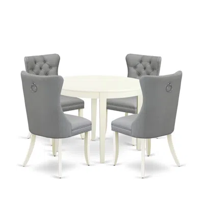East West Furniture 5 Piece Dining Room Furniture Set Contains A Round Dining Table In Gray
