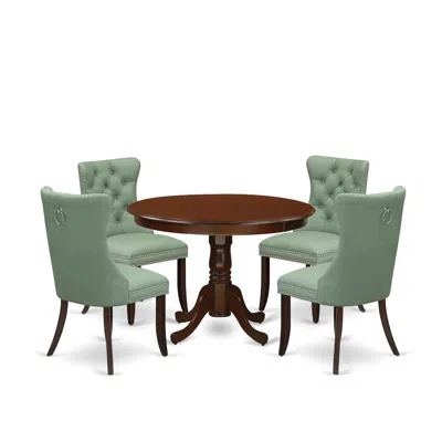 East West Furniture 5 Piece Dining Room Set In Green