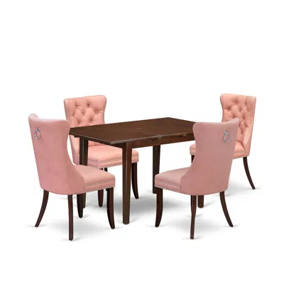 East West Furniture 5 Piece Dining Room Set In Brown