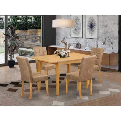 East West Furniture 5 Piece Dining Room Set In Brown