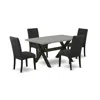 East West Furniture 5-pc Dining Table Set Included 4 Dining Chair Upholstered Nails Head Seat And Stylish Chair Back And In Black