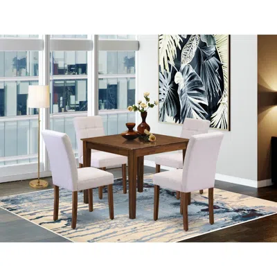 East West Furniture 5 Piece Dining Room Set Consists A Dining Table In White