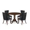 East West Furniture 5 Piece Dining Room Set Consists Of A Round Kitchen Table With Dropleaf