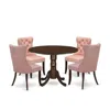 East West Furniture 5 Piece Dining Room Set Consists Of A Round Solid Wood Table With Dropleaf In Pink
