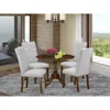 East West Furniture 5 Piece Dining Room Set Contains 1 Drop Leaves Dining Table And 4 Grey Linen Fabric Kitchen Chairs B