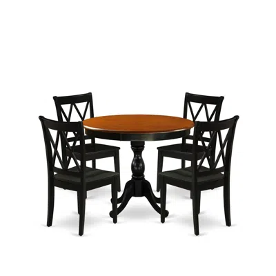 East West Furniture 5-piece Dining Room Set Contains A Modern Dining Table And 4 Mid Century Dining Chairs With Double-x