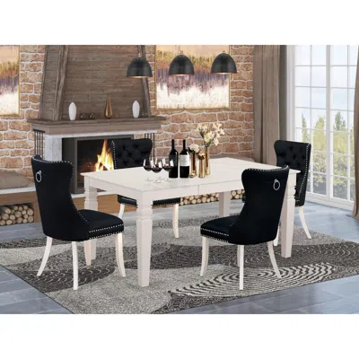 East West Furniture 5 Piece Dining Room Set Contains A Rectangle Wooden Table With Butterfly Leaf