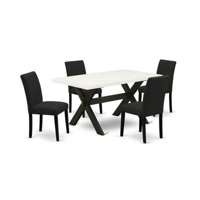 East West Furniture 5-piece Dining Room Set Includes 4 Kitchen Chairs With Upholstered Seat And High Back And A Rectangu In Multi