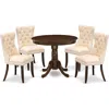 East West Furniture 5 Piece Dining Room Set Includes A Round Kitchen Table With Pedestal And 4 Padded Chairs, Antique Wa In Brown