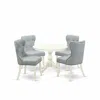 East West Furniture 5 Piece Dining Room Table Set - Linen White Dining Room Table And 4 Baby Blue Linen Fabric Modern Ch In Blue