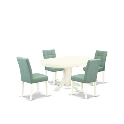 East West Furniture 5 Piece Dining Room Table Set In Green