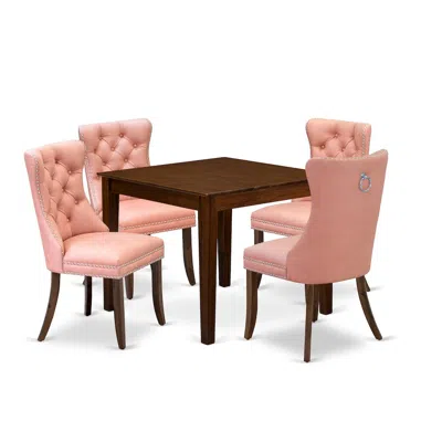 East West Furniture 5 Piece Dining Room Table Set In Pink