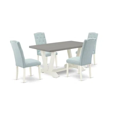 East West Furniture 5-piece Dining Room Table Set In Blue
