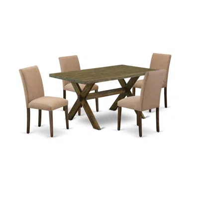 East West Furniture 5-piece Dining Room Table Set In Brown