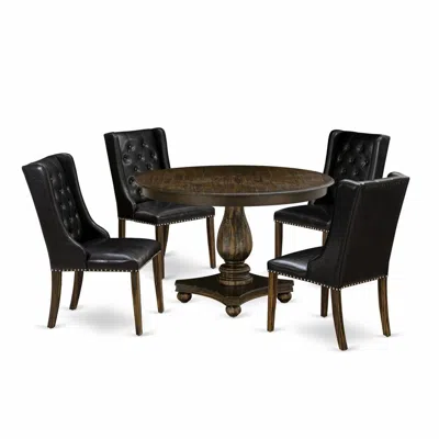 East West Furniture 5 Piece Dining Room Table Set In Multi