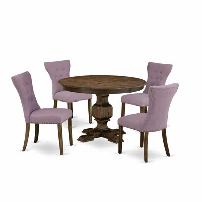 East West Furniture 5 Piece Dining Room Table Set In Multi