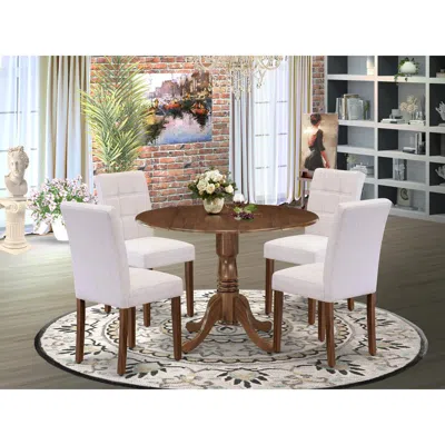 East West Furniture 5 Piece Dining Room Table Set Contain A Dining Table In White
