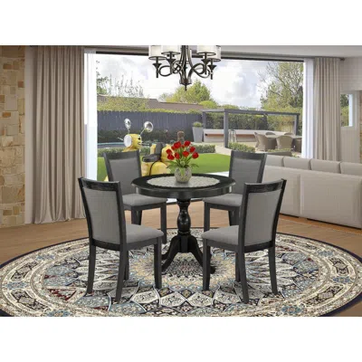 East West Furniture 5-piece Dining Room Table Set Contains A Modern Dining Room Table And 4 Baby Blue Linen Fabric Dinin In Gray