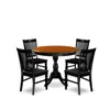 East West Furniture 5-piece Dining Room Table Set Contains A Modern Kitchen Table And 4 Dining Chairs With Slatted Back 