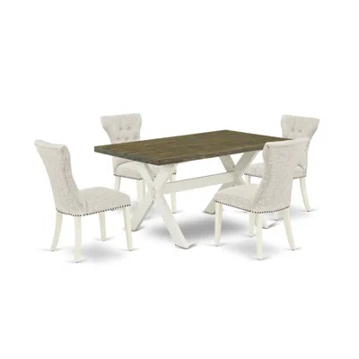 East West Furniture 5-piece Dining Room Table Set Included 4 Kitchen Dining Chairs Upholstered Nails Head Seat And High 