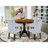 East West Furniture 5-piece Dining Room Table Set Includes A Dinette Table And 4 Grey Linen Fabric Parsons Chairs With H