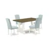 East West Furniture 5-piece Dining Set- 4 Dining Room Chairs With Baby Blue Linen Fabric Seat And Button Tufted Chair Ba In Blue